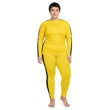 Kill Bill Vibes: Plus Size Women's Long Sleeve Rash Guard and Yoga Pants Ensemble