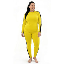 Kill Bill Vibes: Plus Size Women's Long Sleeve Rash Guard and Yoga Pants Ensemble