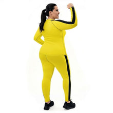 Kill Bill Vibes: Plus Size Women's Long Sleeve Rash Guard and Yoga Pants Ensemble