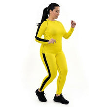 Kill Bill Vibes: Plus Size Women's Long Sleeve Rash Guard and Yoga Pants Ensemble