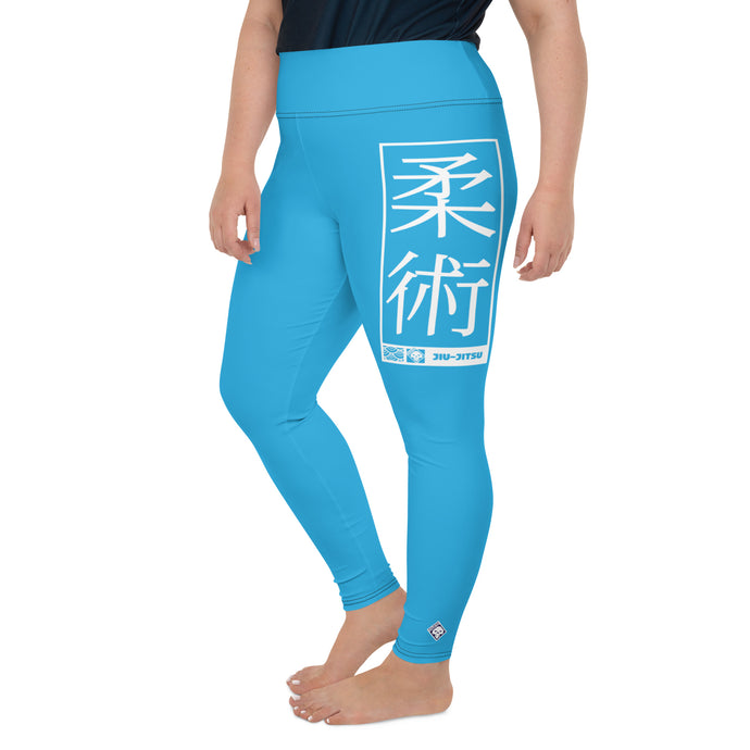 Women's Plus Size Yoga Pants Workout Leggings For Jiu Jitsu 005 - Cyan Exclusive Jiu-Jitsu Leggings Plus Size Tights Womens