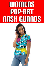 Women's Pop Art BJJ Short Sleeve Rash Guard - Roy Lichtenstein Inspired Dahlia Design 002 - Soldier Complex