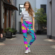 Women's Pop Art Yoga Pants - Roy Lichtenstein Inspired Dahalia Print 001 - Soldier Complex