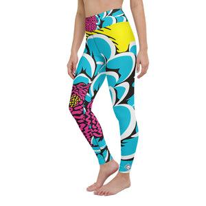 Women's Pop Art Yoga Pants - Roy Lichtenstein Inspired Dahalia Print 002 - Soldier Complex