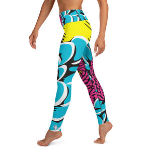 Women's Pop Art Yoga Pants - Roy Lichtenstein Inspired Dahalia Print 002 - Soldier Complex