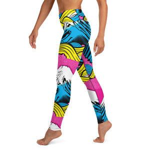 Women's Pop Art Yoga Pants - Roy Lichtenstein Inspired Mt Fuji Print 001 Exclusive Leggings Mt Fuji Tights Womens