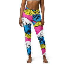 Women's Pop Art Yoga Pants - Roy Lichtenstein Inspired Mt Fuji Print 001 Exclusive Leggings Mt Fuji Tights Womens