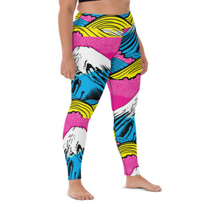 Women's Pop Art Yoga Pants - Roy Lichtenstein Inspired Mt Fuji Print 001 Exclusive Leggings Mt Fuji Tights Womens