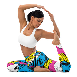 Women's Pop Art Yoga Pants - Roy Lichtenstein Inspired Mt Fuji Print 001 Exclusive Leggings Mt Fuji Tights Womens