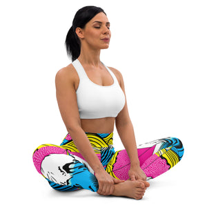 Women's Pop Art Yoga Pants - Roy Lichtenstein Inspired Mt Fuji Print 001 Exclusive Leggings Mt Fuji Tights Womens