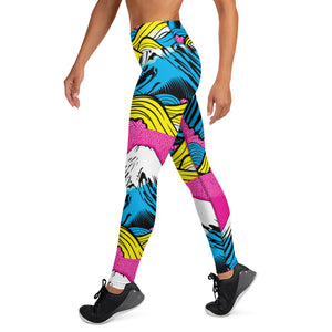 Women's Pop Art Yoga Pants - Roy Lichtenstein Inspired Mt Fuji Print 001 Exclusive Leggings Mt Fuji Tights Womens