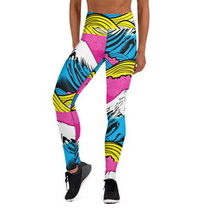 Women's Pop Art Yoga Pants - Roy Lichtenstein Inspired Mt Fuji Print 001 Exclusive Leggings Mt Fuji Tights Womens