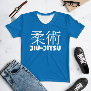 Women's Short Sleeve BJJ Rash Guard - Classic Jiu-Jitsu Style - Azul