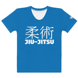 Women's Short Sleeve BJJ Rash Guard - Classic Jiu-Jitsu Style - Azul