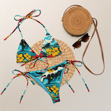 Women's String Bikini - Waves and Flowers 001 Beach Bikini Exclusive Swimwear Womens