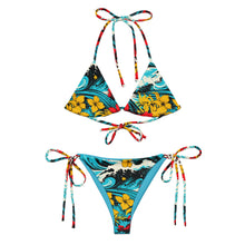 Women's String Bikini - Waves and Flowers 001 Beach Bikini Exclusive Swimwear Womens