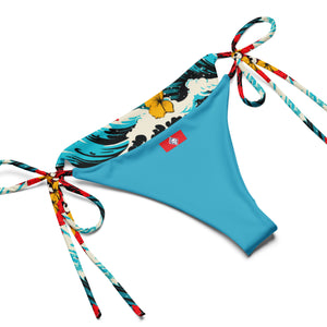 Women's String Bikini - Waves and Flowers 001 Beach Bikini Exclusive Swimwear Womens