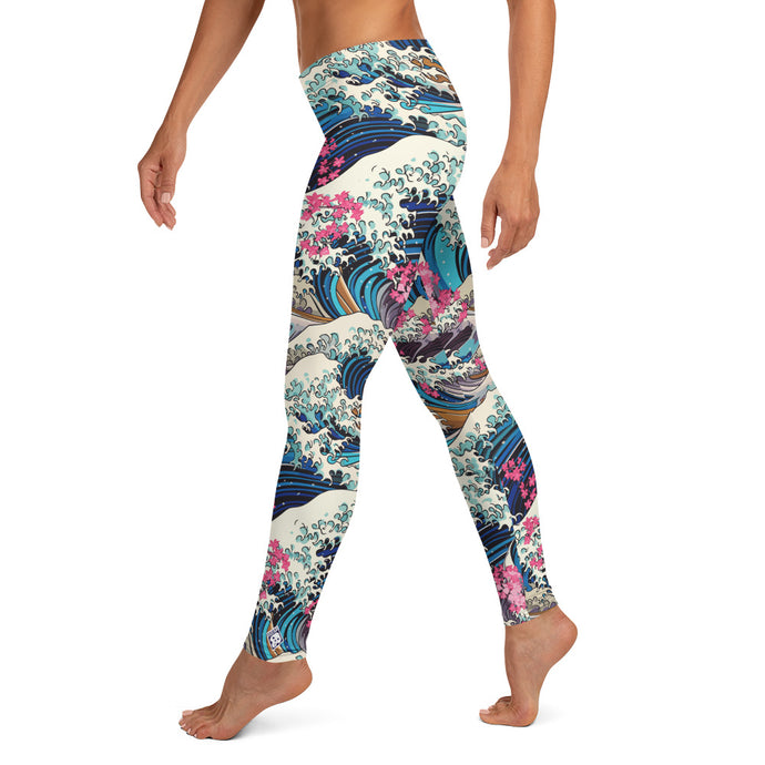 Women's Yoga Pants Workout Leggings - The Great Wave Off Kanagawa 001