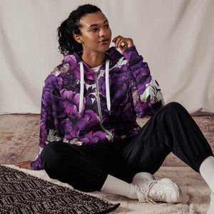 Womens Zip Hoodie - Purple Flowers 001 Athleisure Exclusive Hoodies Running Womens