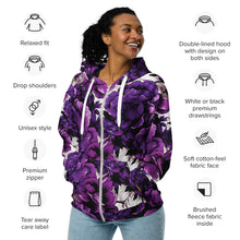 Womens Zip Hoodie - Purple Flowers 001 Athleisure Exclusive Hoodies Running Womens