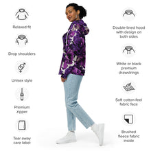 Womens Zip Hoodie - Purple Flowers 001 Athleisure Exclusive Hoodies Running Womens