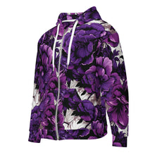 Womens Zip Hoodie - Purple Flowers 001 Athleisure Exclusive Hoodies Running Womens