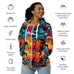 Womens Zip Hoodie - Tropical Adventure 001 Athleisure Beach Exclusive Hoodies Swimwear Women