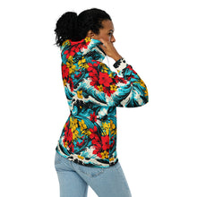 Womens Zip Hoodie - Waves and Flowers 001 Athleisure Beach Exclusive Hoodies Swimwear Womens