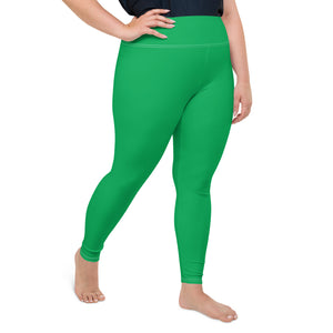 Workout Elegance: Plus Size Solid Color Yoga Pants - Jade