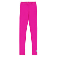 Youth Boys Athletic Leggings – Solid Color Performance Compression Pants - Hollywood Cerise