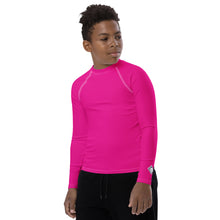 Youth Boys Athletic Rash Guard – Long Sleeve in Classic Solid Tones – Hollywood Cerise