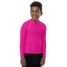 Youth Boys Athletic Rash Guard – Long Sleeve in Classic Solid Tones – Hollywood Cerise