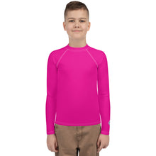 Youth Boys Athletic Rash Guard – Long Sleeve in Classic Solid Tones – Hollywood Cerise