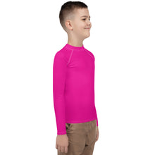 Youth Boys Athletic Rash Guard – Long Sleeve in Classic Solid Tones – Hollywood Cerise
