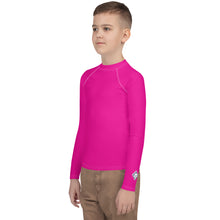 Youth Boys Athletic Rash Guard – Long Sleeve in Classic Solid Tones – Hollywood Cerise