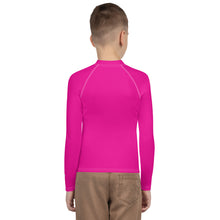 Youth Boys Athletic Rash Guard – Long Sleeve in Classic Solid Tones – Hollywood Cerise
