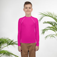 Youth Boys Athletic Rash Guard – Long Sleeve in Classic Solid Tones – Hollywood Cerise