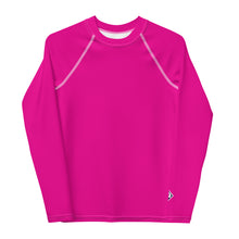 Youth Boys Athletic Rash Guard – Long Sleeve in Classic Solid Tones – Hollywood Cerise