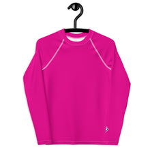 Youth Boys Athletic Rash Guard – Long Sleeve in Classic Solid Tones – Hollywood Cerise