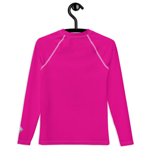 Youth Boys Athletic Rash Guard – Long Sleeve in Classic Solid Tones – Hollywood Cerise