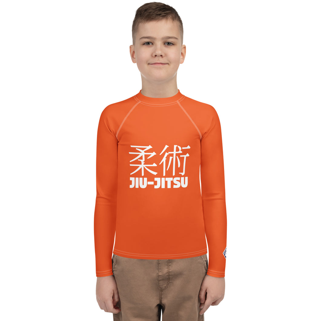 Youth Boys BJJ Compression Shirt – Classic Long Sleeve Jiu-Jitsu Rash Guard – Flamingo