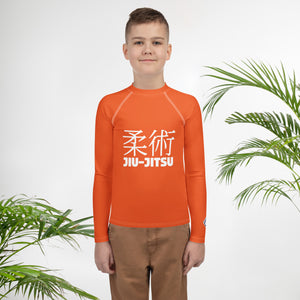 Youth Boys BJJ Compression Shirt – Classic Long Sleeve Jiu-Jitsu Rash Guard – Flamingo