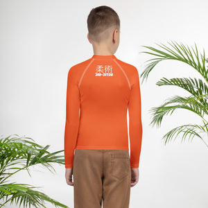 Youth Boys BJJ Compression Shirt – Classic Long Sleeve Jiu-Jitsu Rash Guard – Flamingo