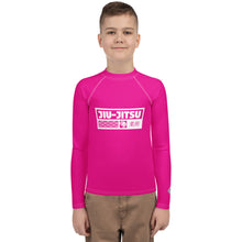 Youth Boys BJJ Rash Guard – Long Sleeve Compression Training Shirt - Hollywood Cerise