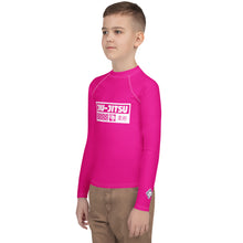 Youth Boys BJJ Rash Guard – Long Sleeve Compression Training Shirt - Hollywood Cerise