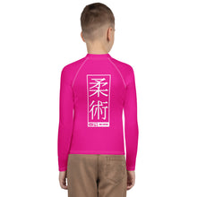 Youth Boys BJJ Rash Guard – Long Sleeve Compression Training Shirt - Hollywood Cerise