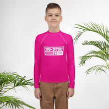 Youth Boys BJJ Rash Guard – Long Sleeve Compression Training Shirt - Hollywood Cerise