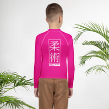 Youth Boys BJJ Rash Guard – Long Sleeve Compression Training Shirt - Hollywood Cerise