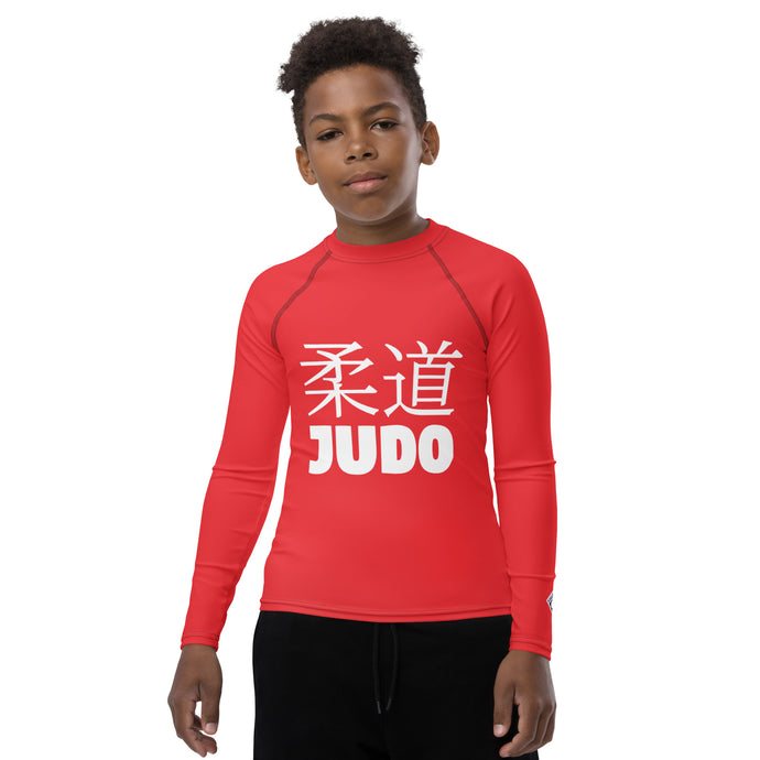 Youth Boys Classic Judo Rash Guard – Long Sleeve Martial Arts Top - Scarlet