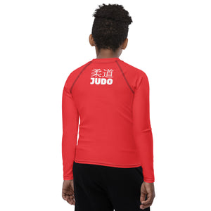 Youth Boys Classic Judo Rash Guard – Long Sleeve Martial Arts Top - Scarlet